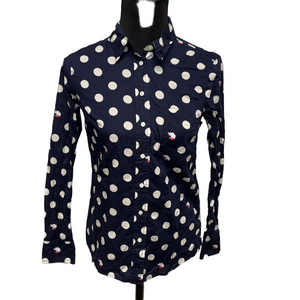 GAP Fitted Boyfriend Fox Polka Dot Print Button Down Shirt